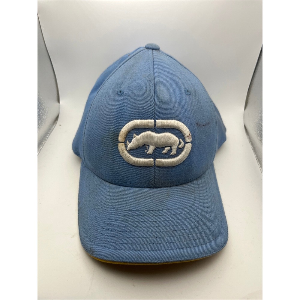 Ecko Unltd.‎ Fitted Flexfit Hat Cap Mens L/XL Blue Embroidered Rhino Logo